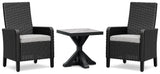 Beachcroft Black/Light Gray 2 Outdoor Chairs with End Table