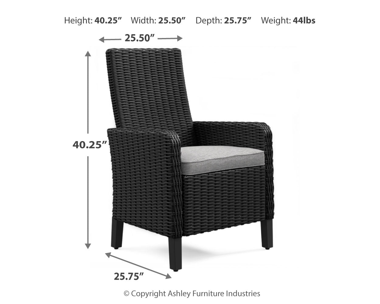 Beachcroft Black/Light Gray 2 Outdoor Chairs with End Table