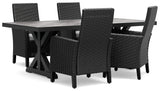 Beachcroft black and light gray outdoor dining table with four chairs