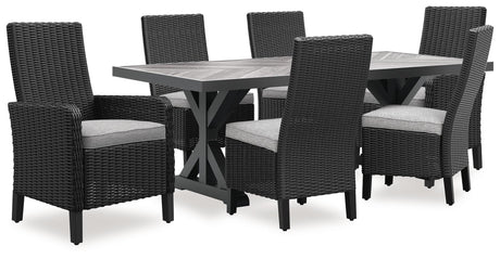 Chair with light gray removable cushion, side angle