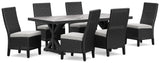 Beachcroft Black and Light Gray Outdoor Dining Table with 6 Chairs