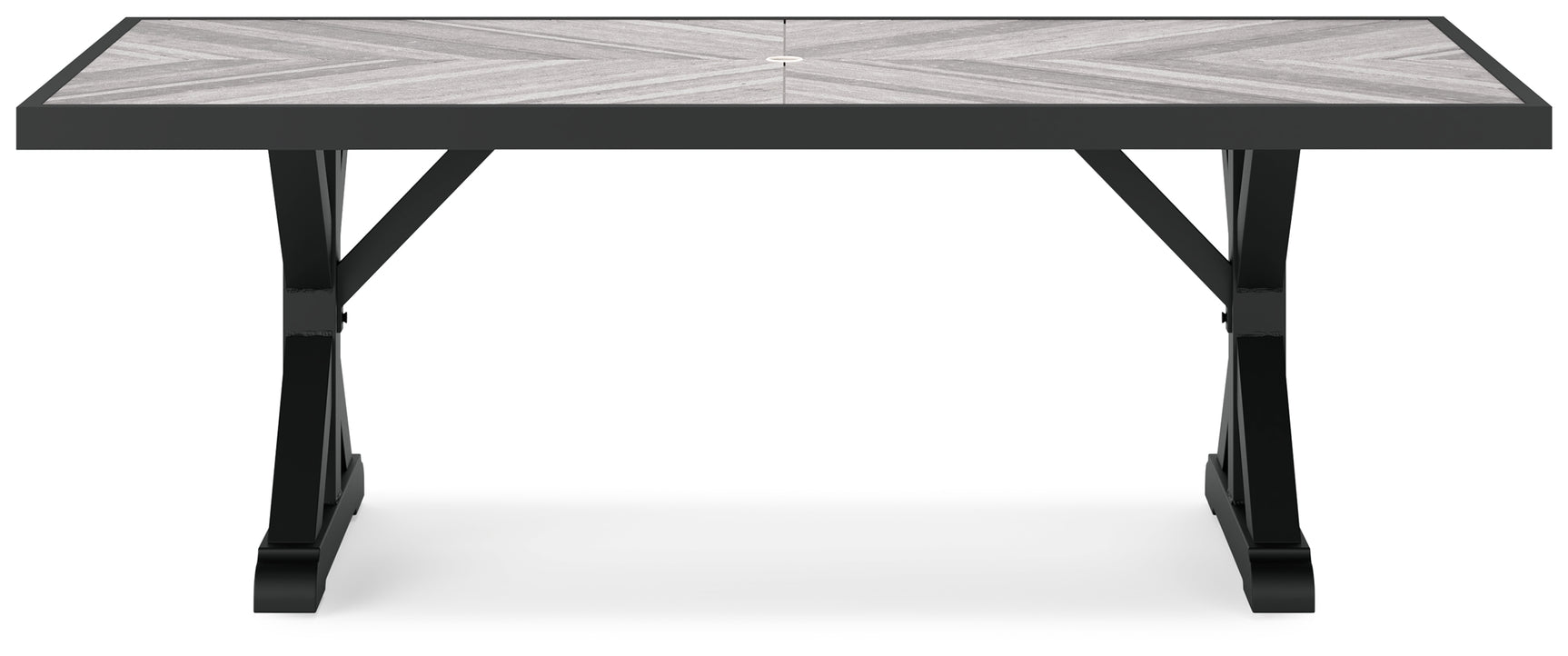 Beachcroft Black and Light Gray Outdoor Dining Table with 6 Chairs