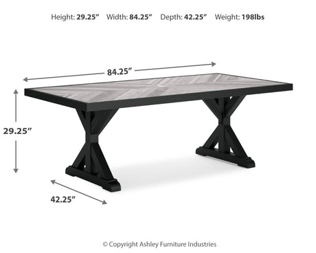 Beachcroft Black and Light Gray Outdoor Dining Table with 6 Chairs