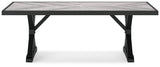 Beachcroft black and light gray outdoor dining table with four chairs
