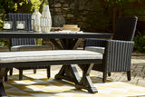 Beachcroft Outdoor Dining Table styled in outdoor setting horizontal