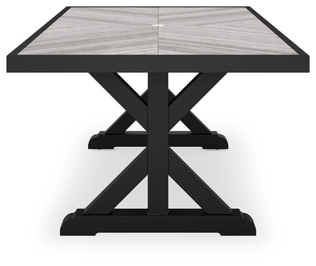 Beachcroft Black and Light Gray Outdoor Dining Table with 6 Chairs