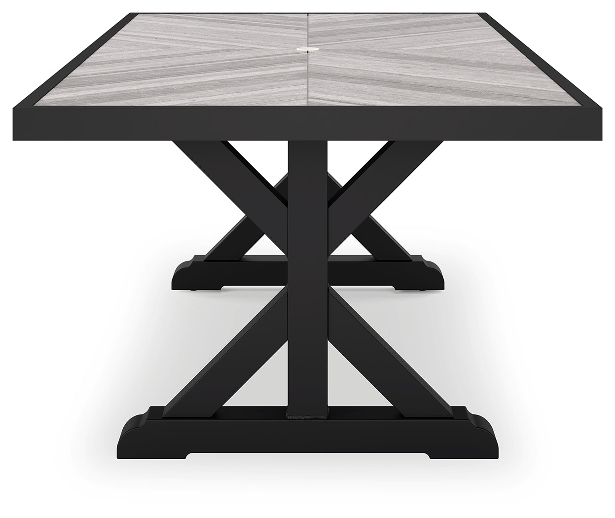 Beachcroft Black and Light Gray Outdoor Dining Table with 6 Chairs