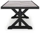 Beachcroft black and light gray outdoor dining table with four chairs