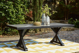 Beachcroft Black and Light Gray Outdoor Dining Table with 6 Chairs
