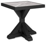 Beachcroft Black/Light Gray 2 Outdoor Chairs with End Table