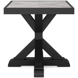 Beachcroft Black/Light Gray 2 Outdoor Chairs with End Table
