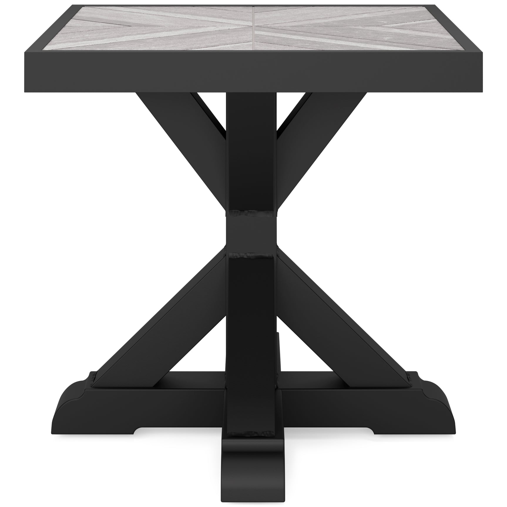 Beachcroft Black/Light Gray 2 Outdoor Chairs with End Table