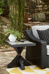 Beachcroft Black/Light Gray 2 Outdoor Chairs with End Table