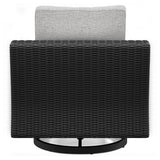 Beachcroft outdoor fire pit table and four chairs in black and light gray