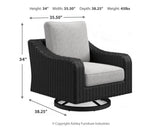 Beachcroft outdoor sofa set with black frame and light gray cushions from front angle