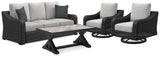 Beachcroft matching outdoor chair with black frame and light gray cushion