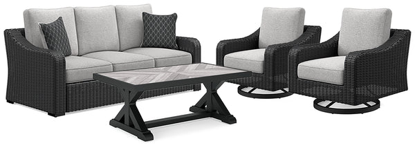 Beachcroft matching outdoor chair with black frame and light gray cushion