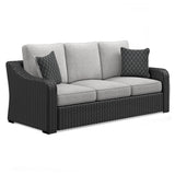 Beachcroft outdoor sofa black frame with cushions, alternate angle