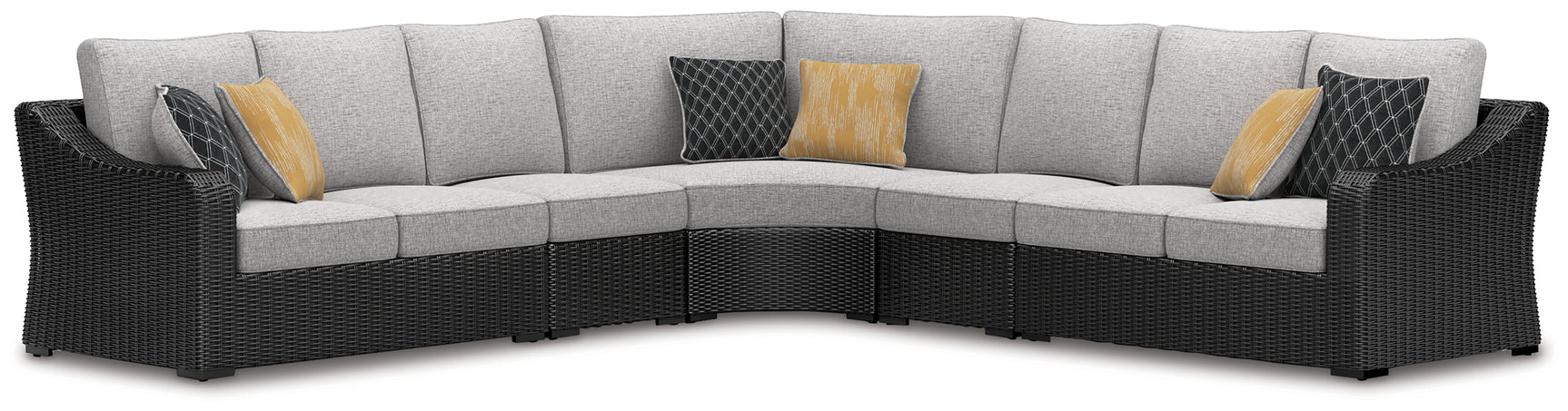 Beachcroft sectional loveseat with cushions outdoor setting