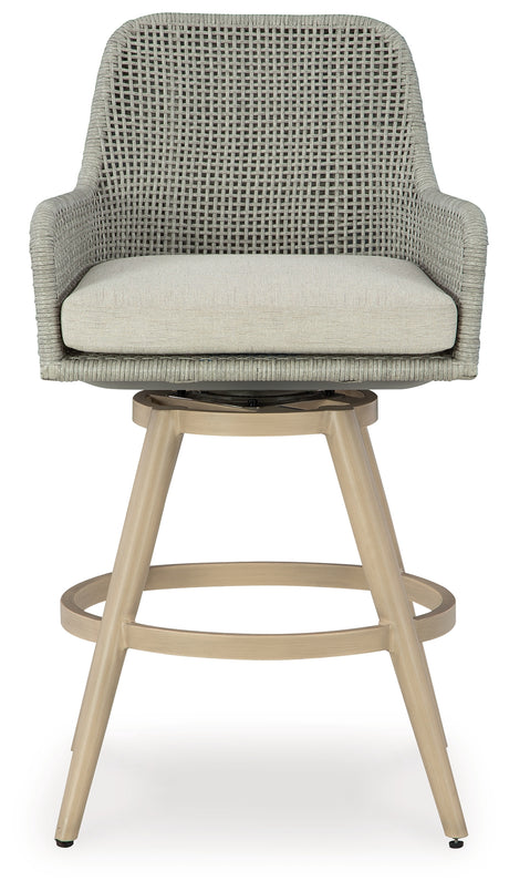 Seton Creek outdoor swivel barstool head-on view
