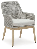 Seton Creek Gray Outdoor Dining Arm Chair front angle