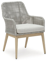 Head-on view of outdoor wicker chair