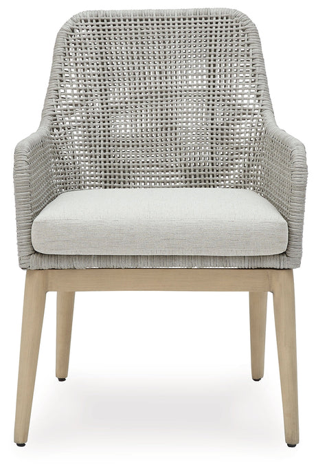 Seton Creek Gray Outdoor Dining Arm Chair side profile