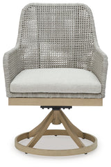 Side angle of outdoor dining table and chairs set