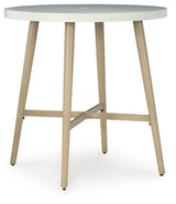 Seton Creek Beige Outdoor Bar Table angled front view