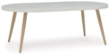Seton Creek White Outdoor Dining Table angled side view