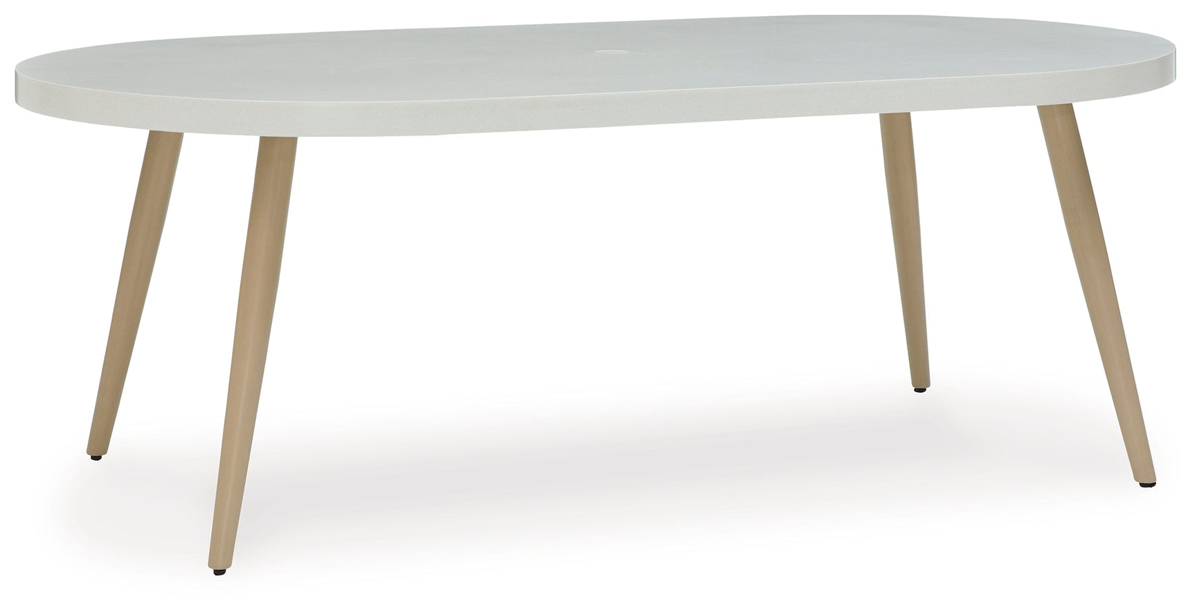 Seton Creek White Outdoor Dining Table angled side view