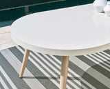 Close-up of Seton Creek White Outdoor Dining Table leg and hardware detail