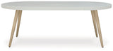 Seton Creek White Outdoor Dining Table head-on view