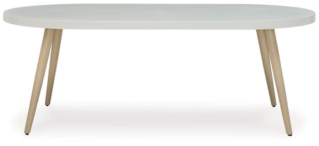Seton Creek White Outdoor Dining Table head-on view