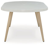 Seton Creek White Outdoor Dining Table side view