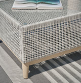Wood-look painted finish on legs of Seton Creek Outdoor Coffee Table