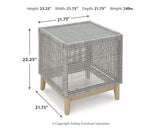 Dimensions diagram for Seton Gray Creek outdoor seating