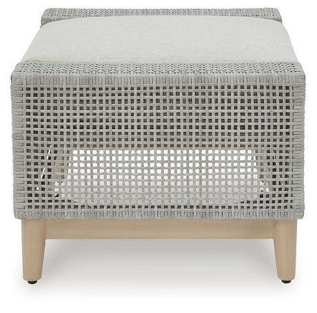 Seton Creek Gray Outdoor Ottoman with Cushion top view