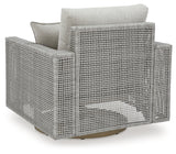 Top view of outdoor lounge chair seat and cushion