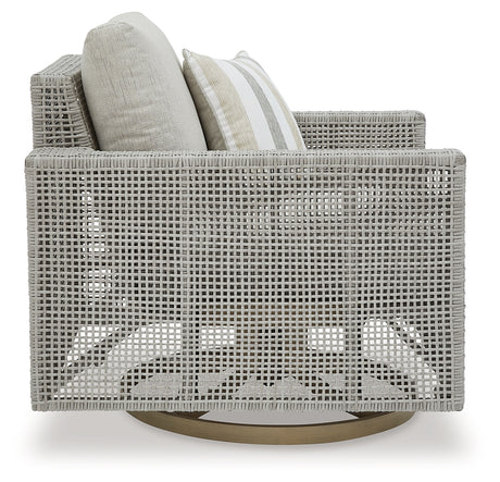 Seton Gray Creek outdoor sofa with two chairs and coffee table in gray finish