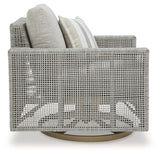 Seton Creek gray outdoor swivel lounge chair back view