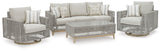 Seton Gray Creek outdoor sofa with two chairs and coffee table in gray finish