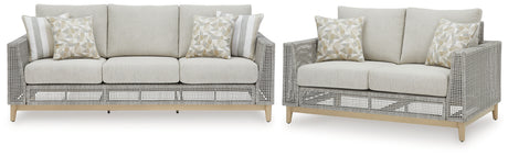 Detailed view of gray resin wicker