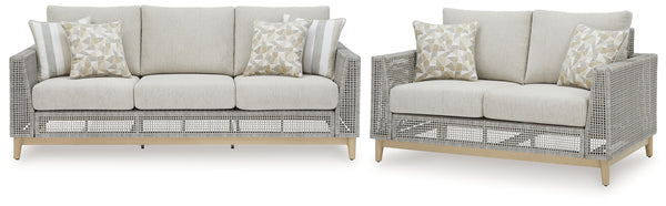 Detailed view of gray resin wicker
