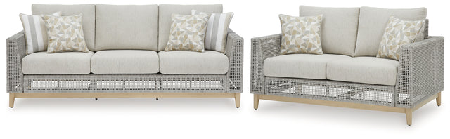 Detailed view of gray resin wicker