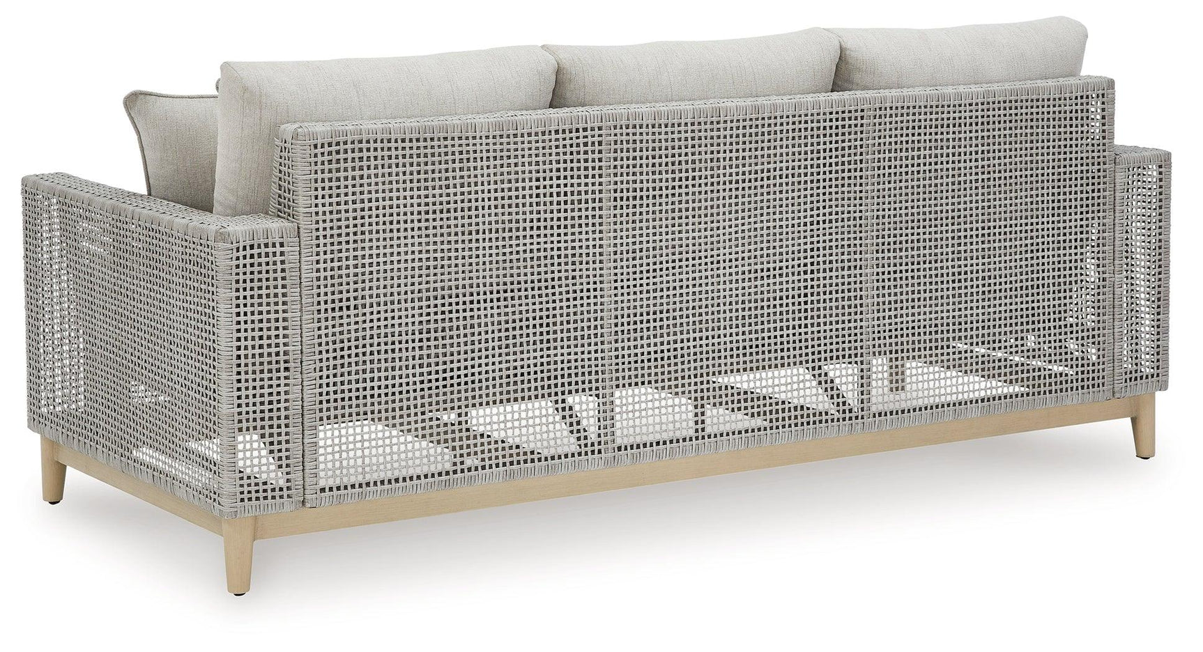 Seton Creek gray outdoor sofa cushions top view