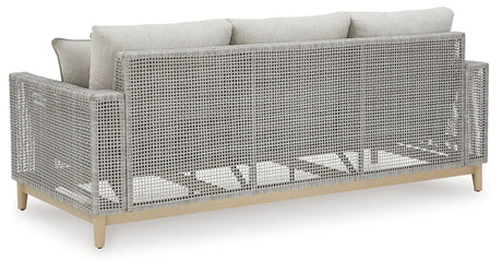 Seton Creek gray outdoor sofa cushions top view