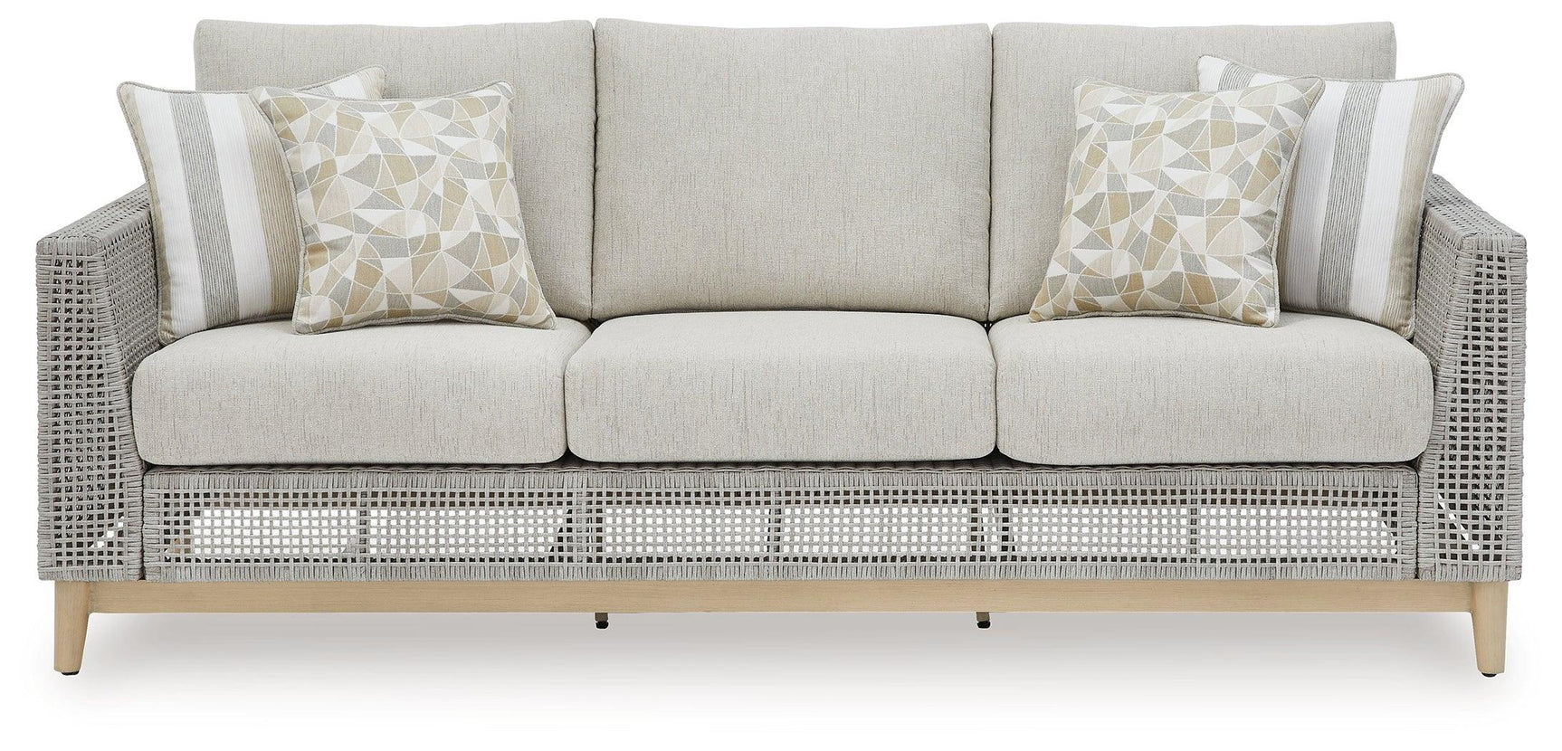 Seton Creek gray outdoor sofa side profile