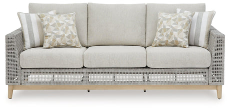 Seton Creek gray outdoor sofa side profile