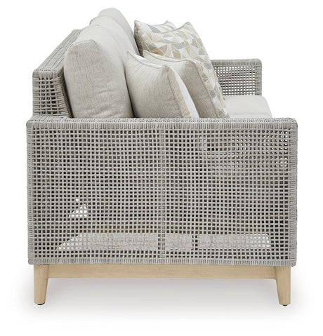 Seton Creek gray outdoor sofa back view